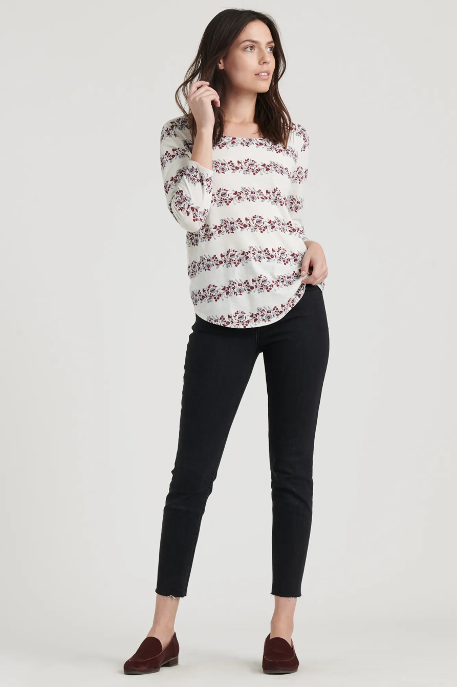 FLORAL STRIPE SCOOP TEE, image 2