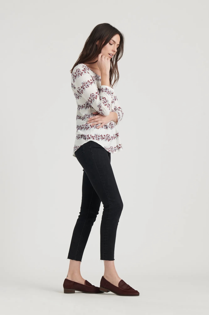 FLORAL STRIPE SCOOP TEE, image 3