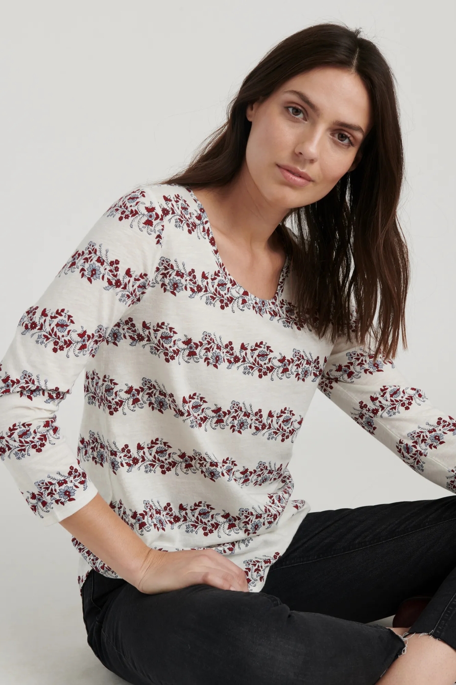 FLORAL STRIPE SCOOP TEE, image 5