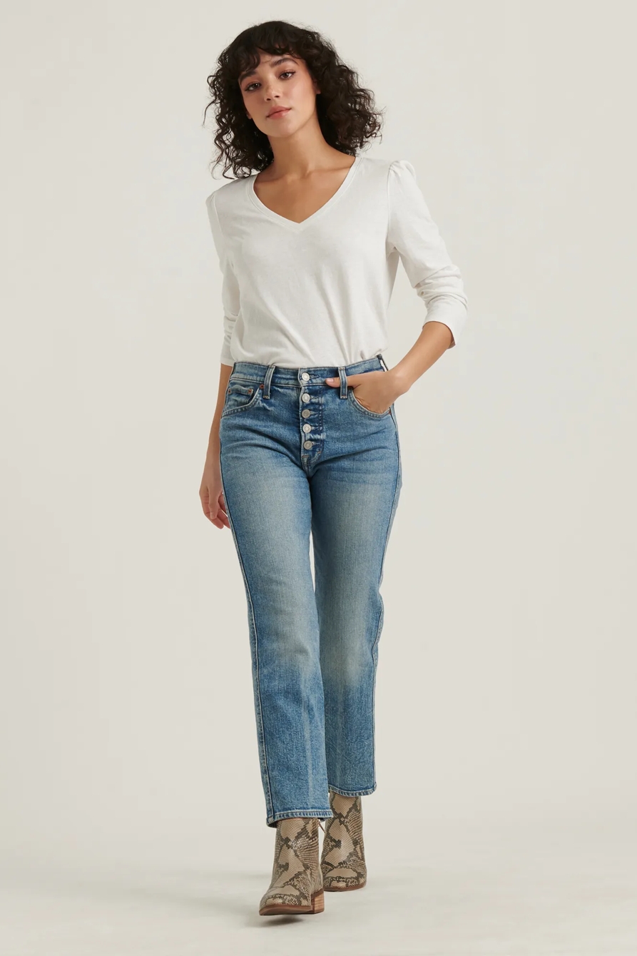 PUFF SLEEVE V-NECK TEE, image 2