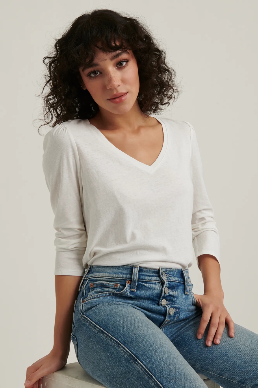 PUFF SLEEVE V-NECK TEE, image 5