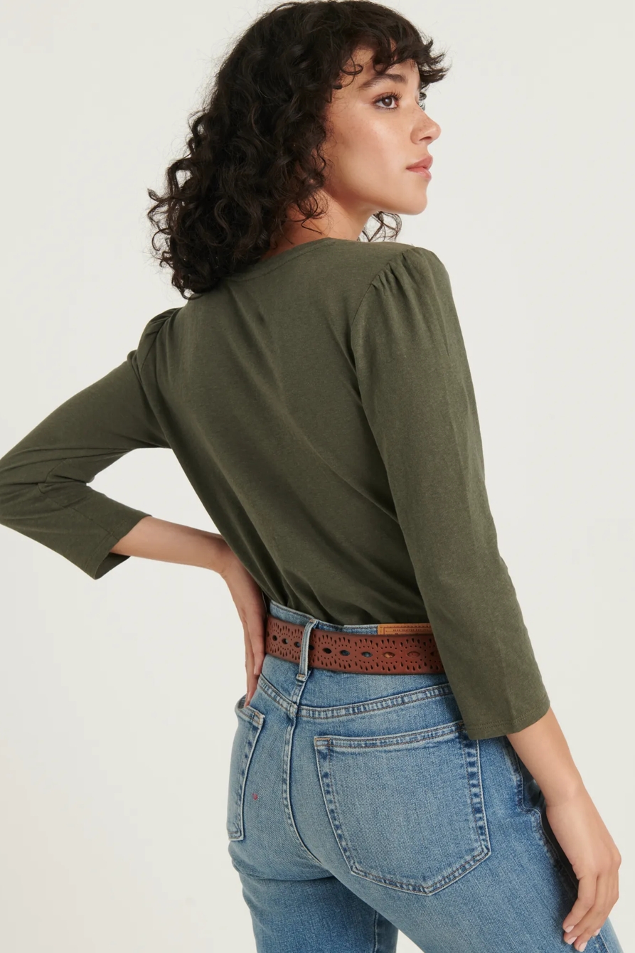 PUFF SLEEVE V-NECK TEE, image 3