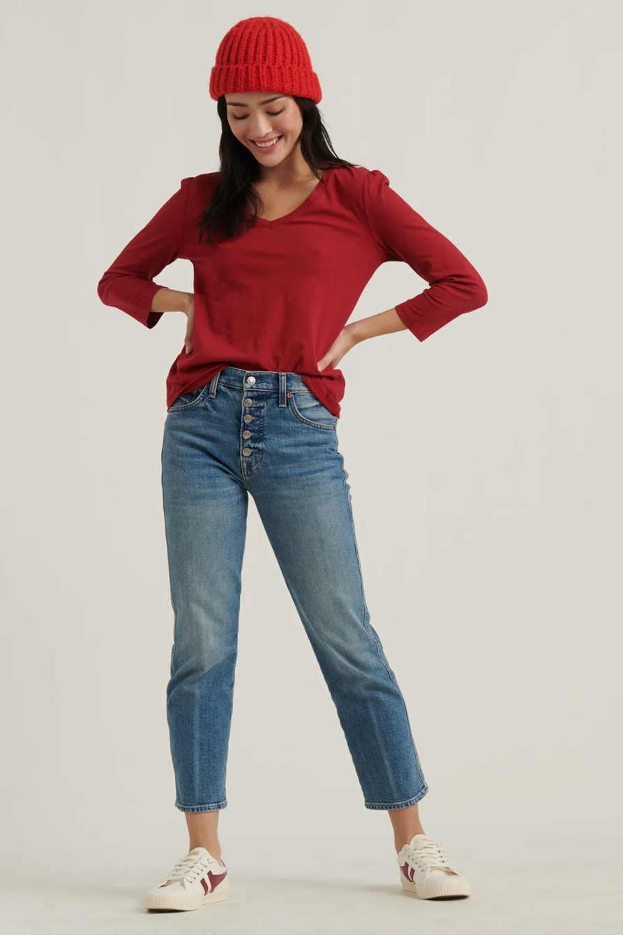 PUFF SLEEVE V-NECK TEE, image 2