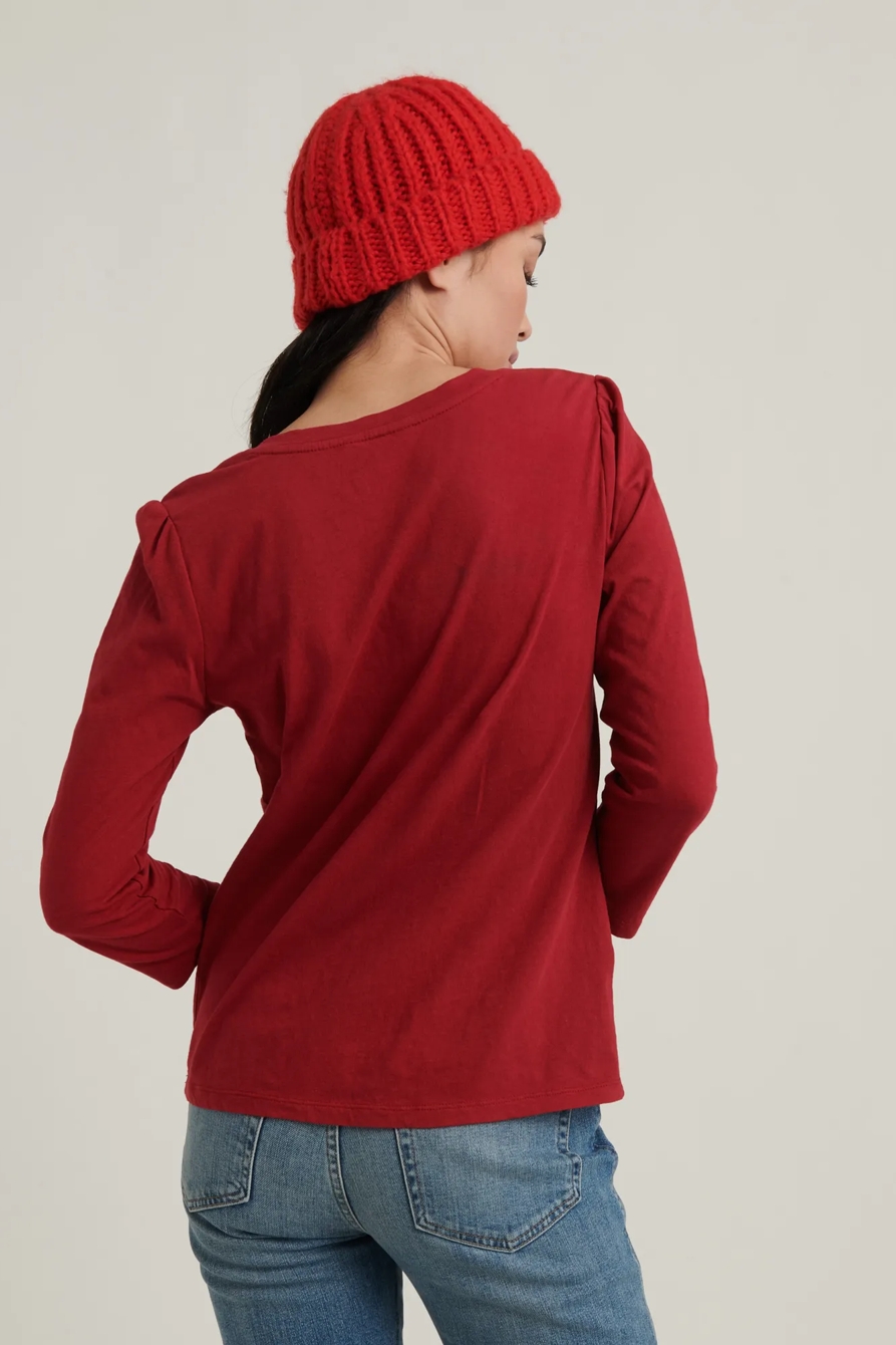PUFF SLEEVE V-NECK TEE, image 4