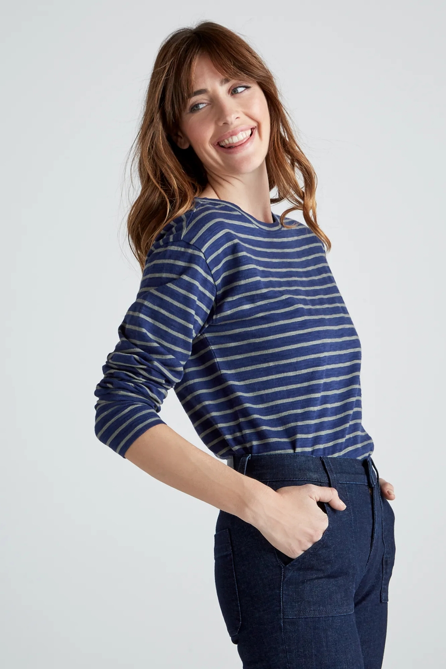 INDIGO EASY STRIPE TEE, image 3