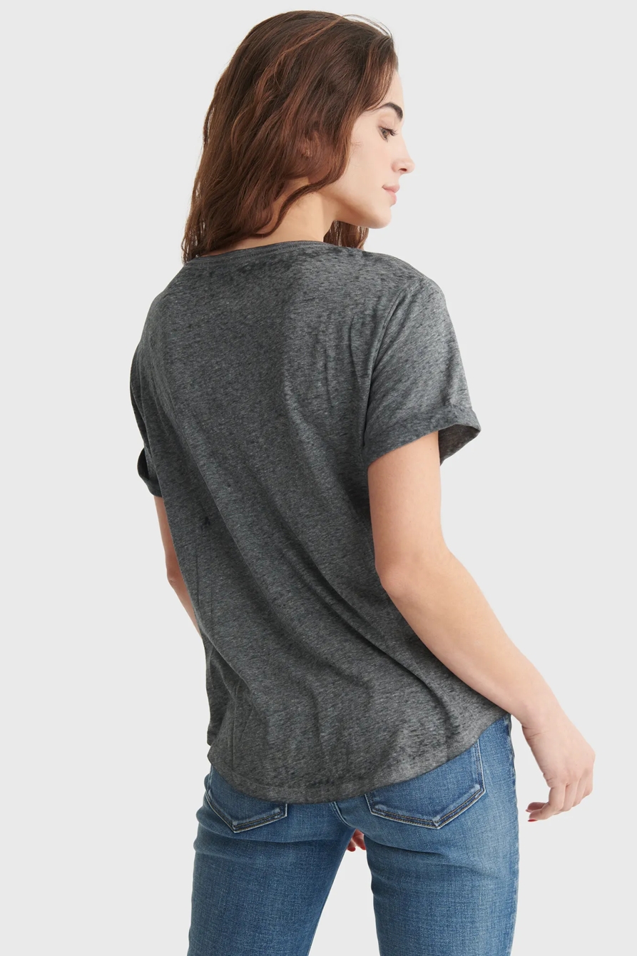 FINE LINE FLORAL MOON ROLLED CREW TEE, image 5