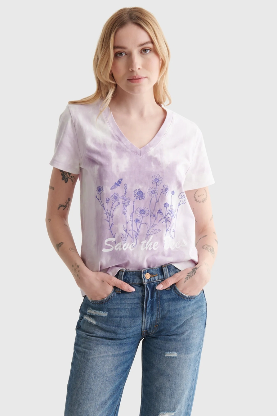 SAVE THE BEES GRAPHIC V-NECK TEE, image 1