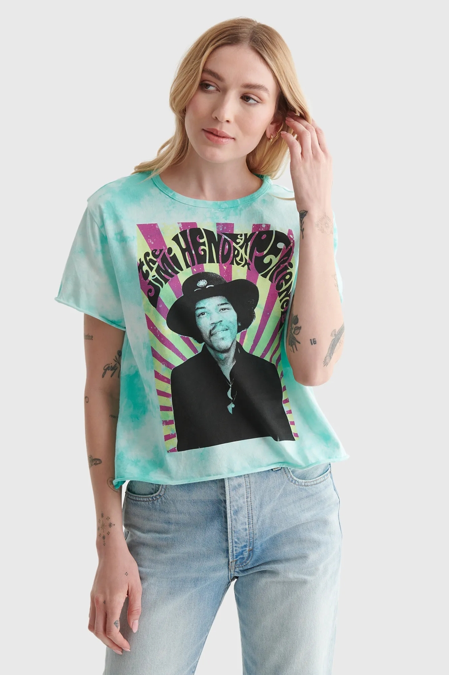 TIE DYE DISTRESSED JIMI HENDRIX GRAPHIC TEE, image 1