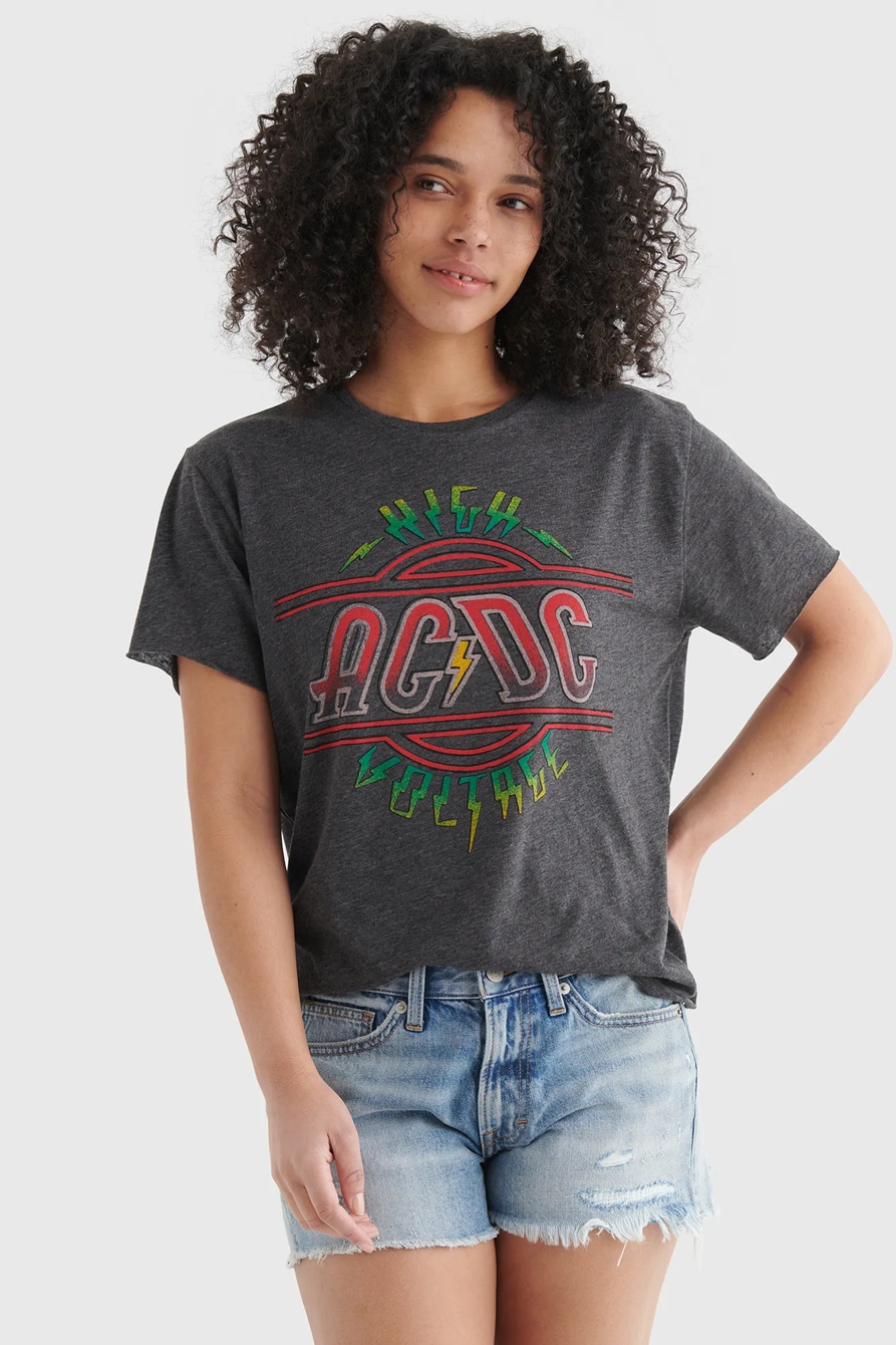 AC/DC HIGH VOLTAGE GRAPHIC BOYFRIEND TEE, image 1