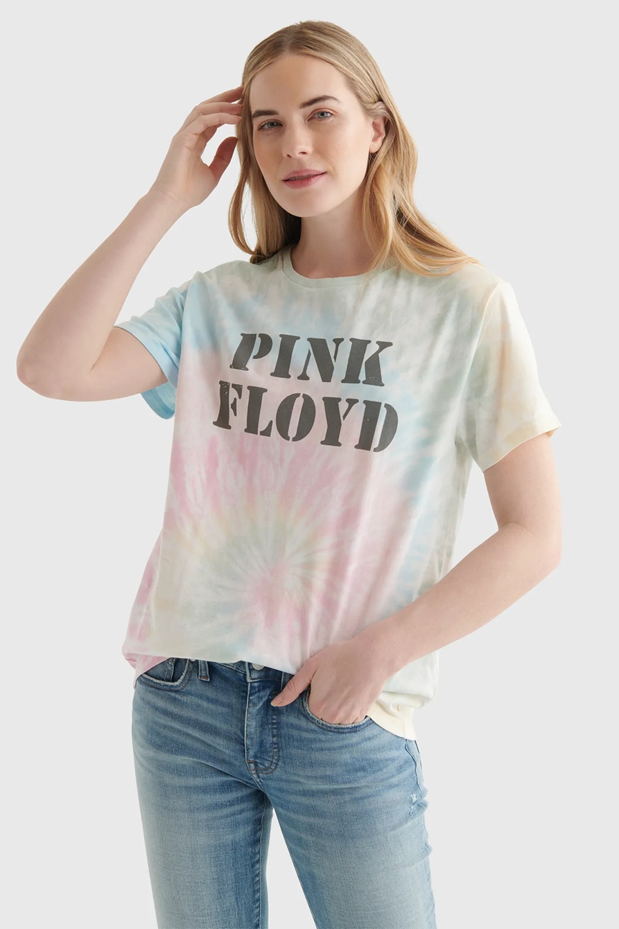 TIE DYE PINK FLOYD GRAPHIC BOYFRIEND TEE, image 1
