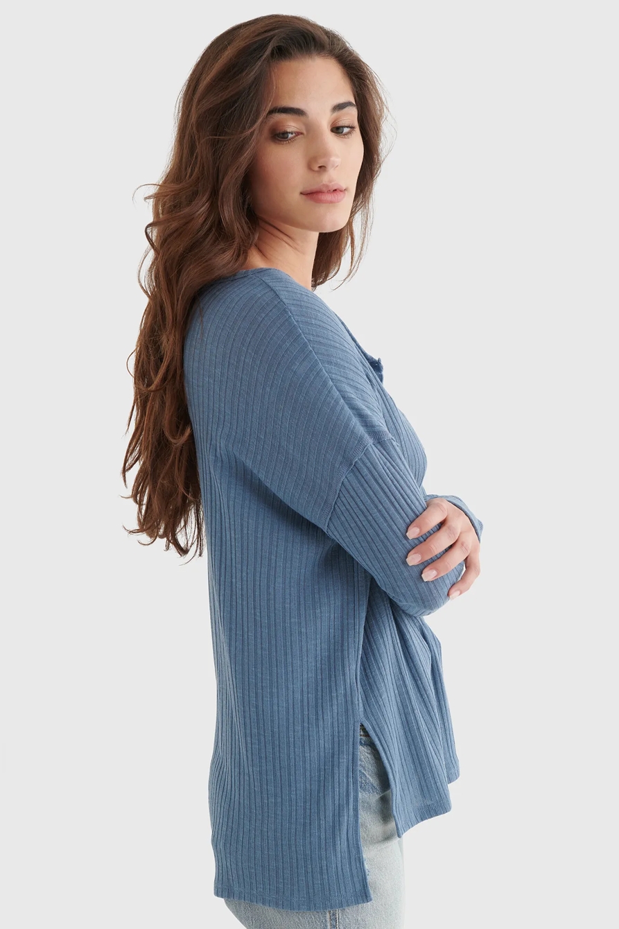 RIB-KNIT LUCKY SOFT HENLEY, image 3