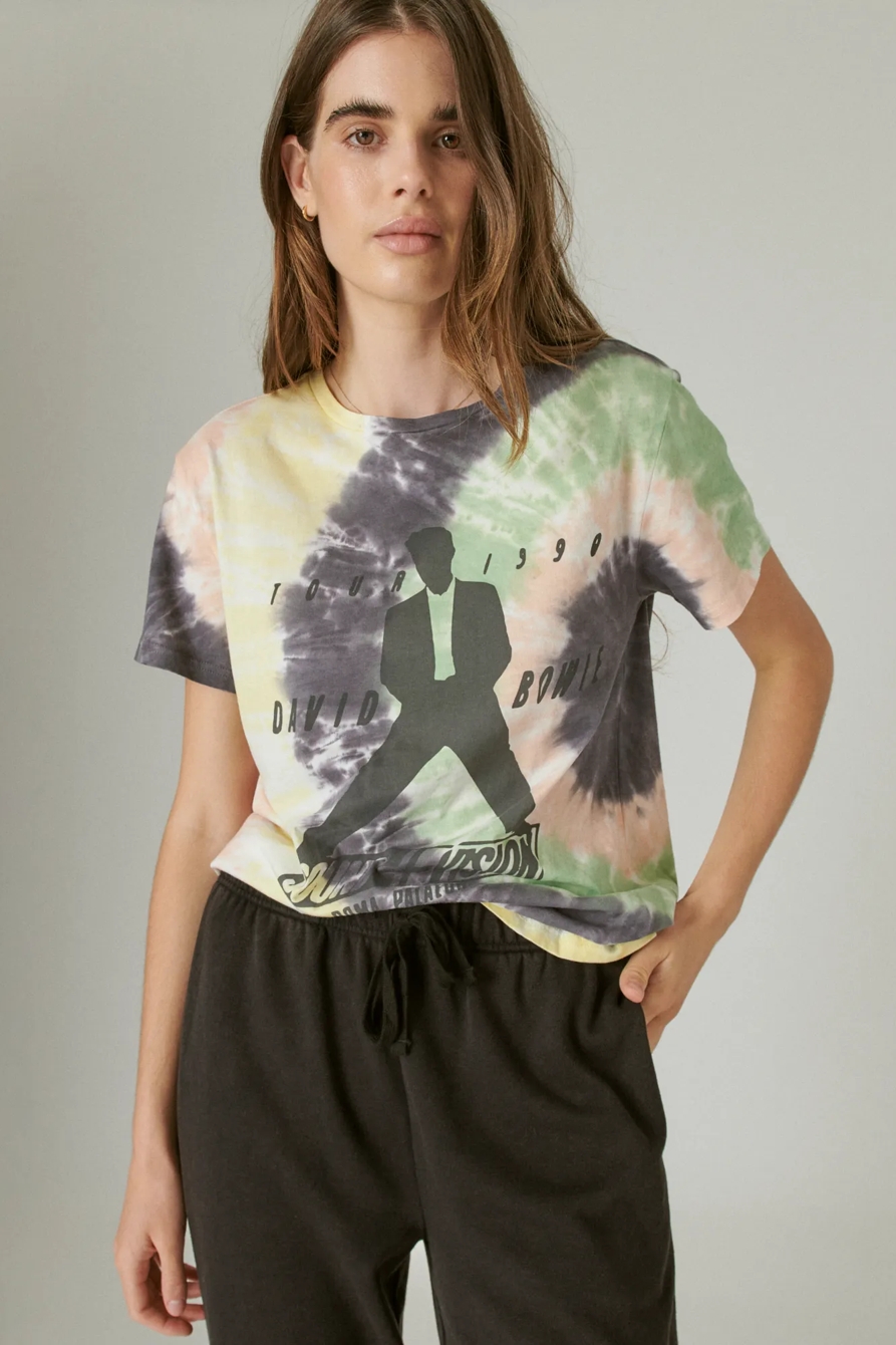 DAVID BOWIE TIE DYE BOYFRIEND GRAPHIC CREW, image 1