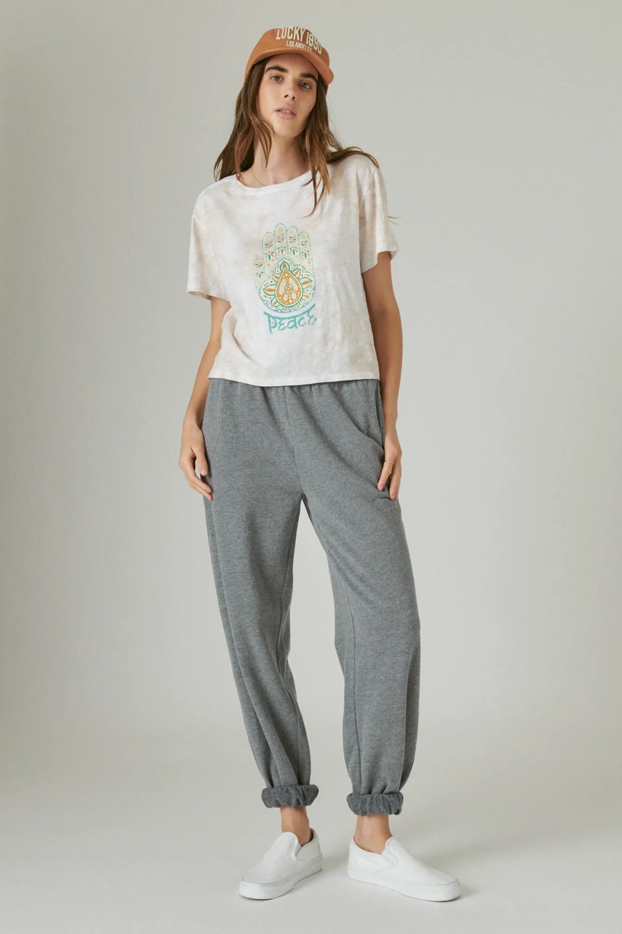 HAMSA PEACE CROPPED GRAPHIC CREW, image 2