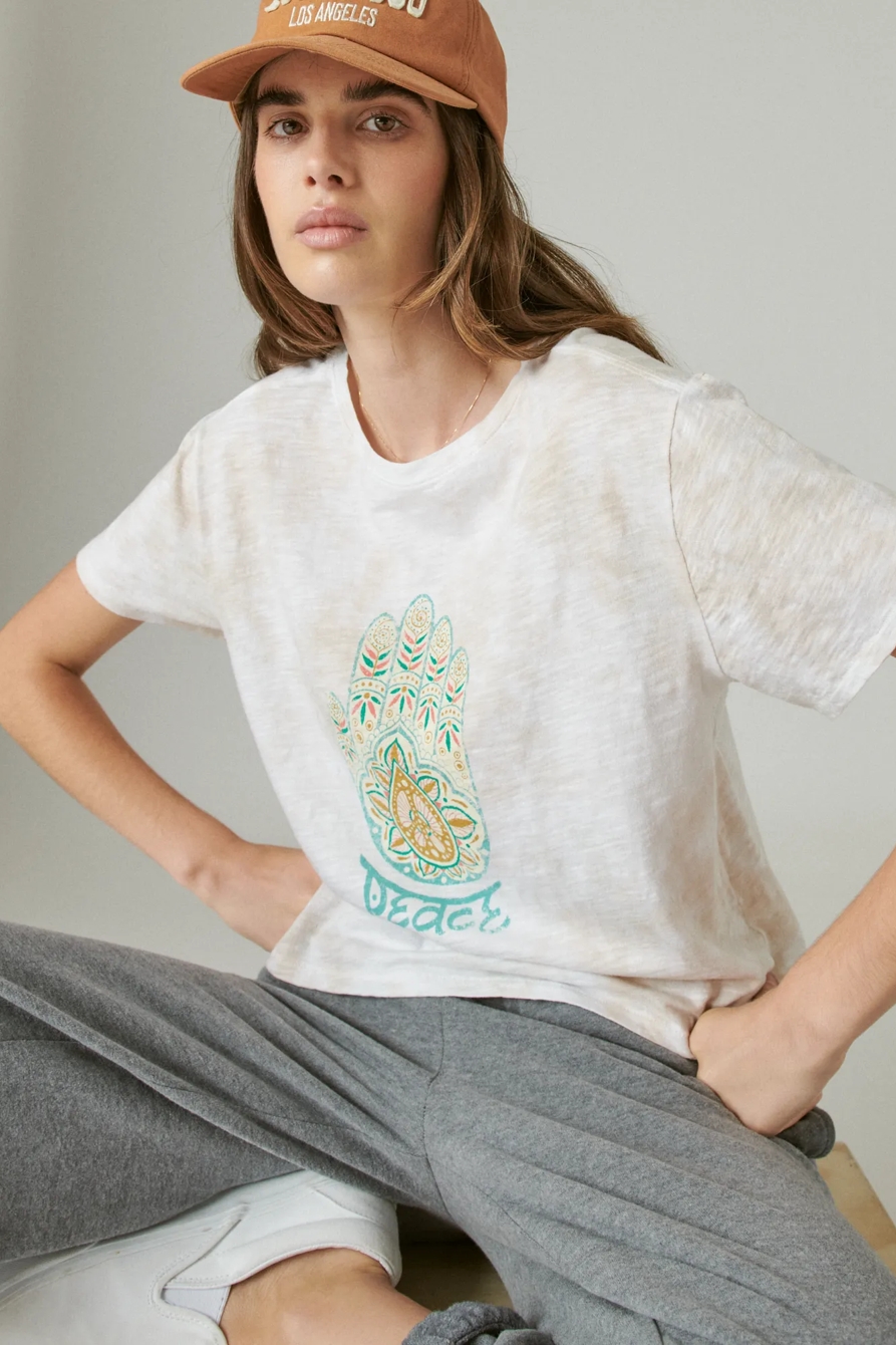 HAMSA PEACE CROPPED GRAPHIC CREW, image 6
