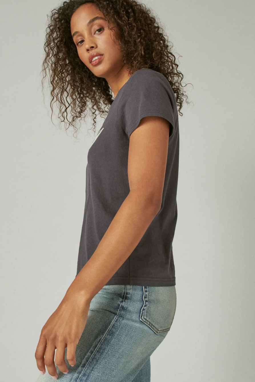EMBROIDERED LUCKY SCRIPT CLASSIC CREW TEE, image 3