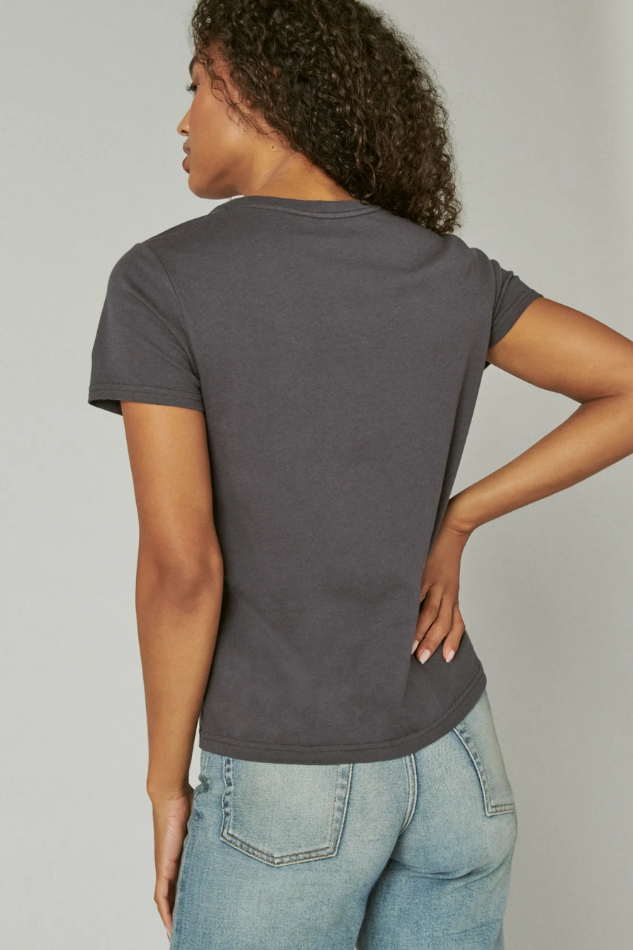 EMBROIDERED LUCKY SCRIPT CLASSIC CREW TEE, image 4