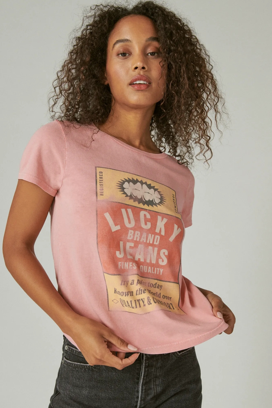 LUCKY BRAND LABEL CLASSIC CREW TEE, image 1