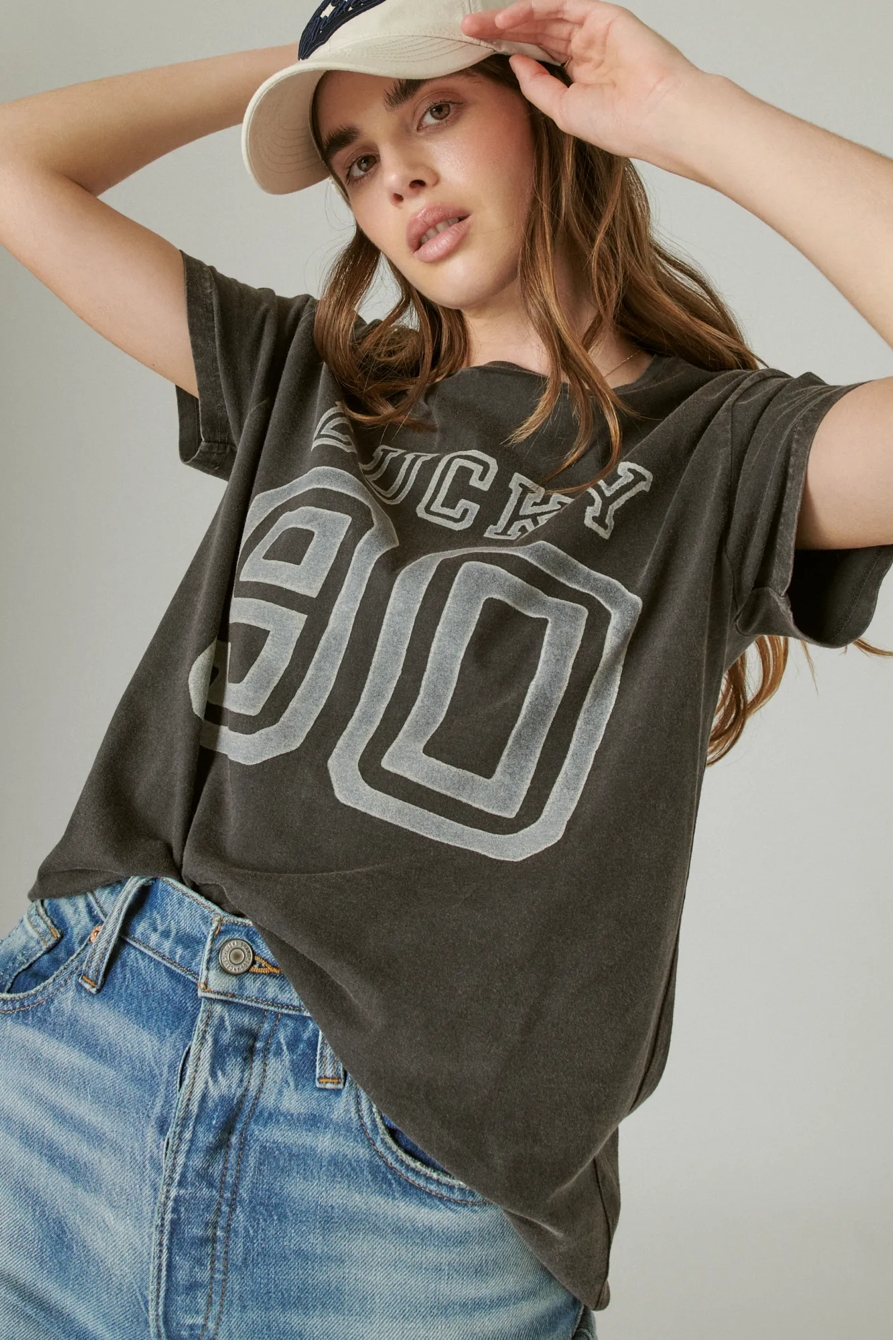 LUCKY BRAND LOGO BOYFRIEND GRAPHIC CREW, image 1