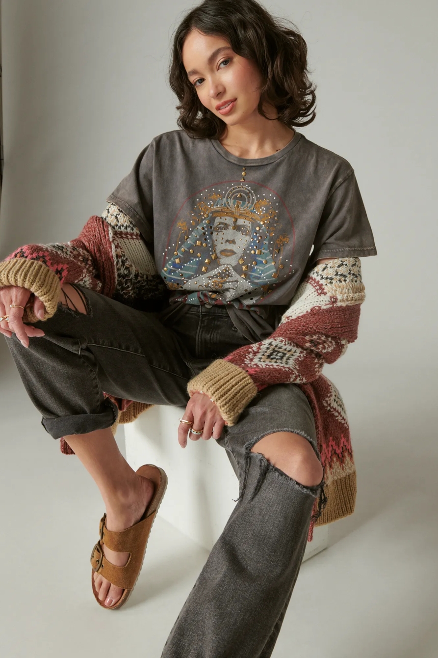 EMBELLISHED BOWIE BOYFRIEND TEE, image 2
