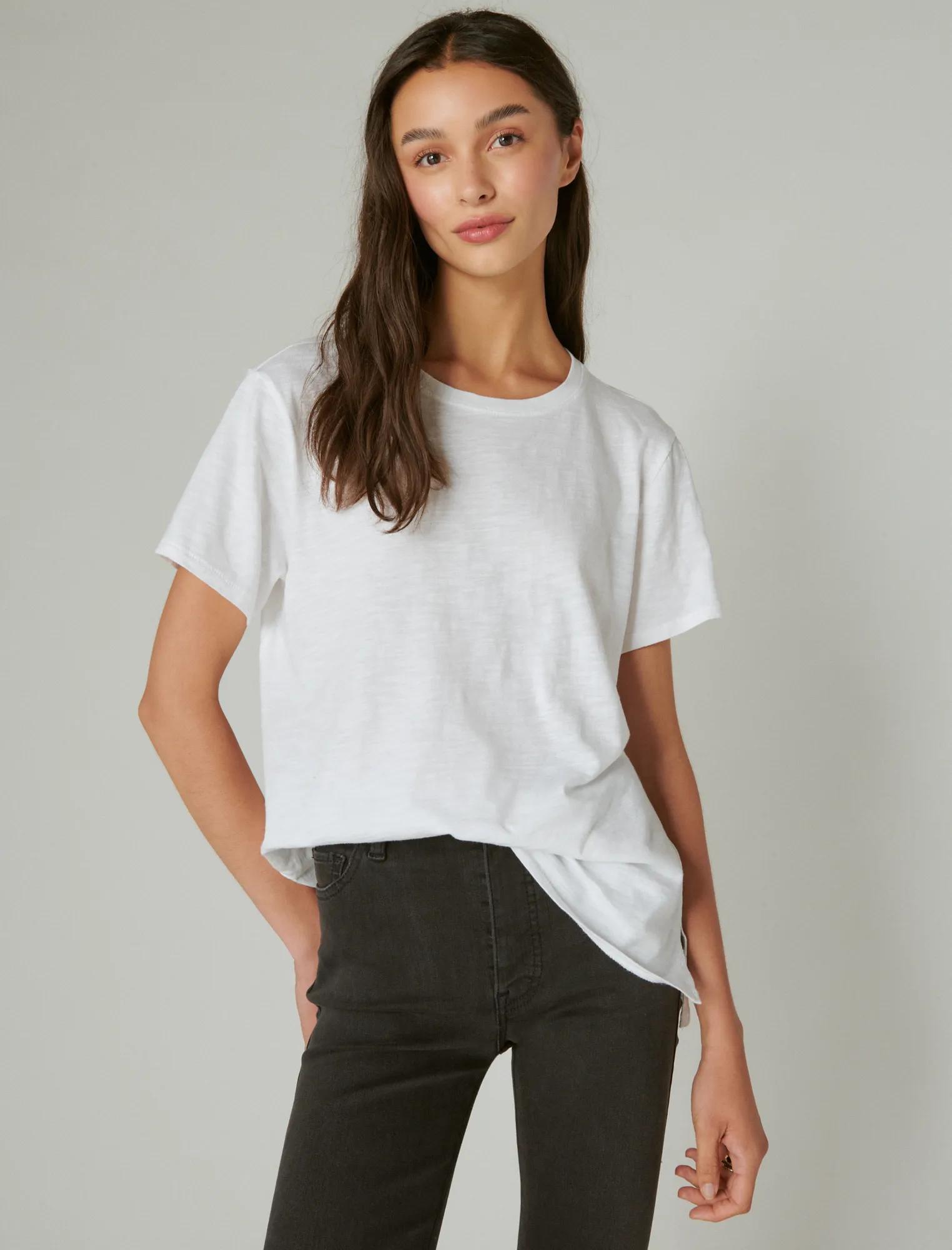 売れ筋商品|||ラッキーブランド カットソー トップス レディース Women's Lucky Ringer Cotton Classic Crewneck T-Shirt Marshmallow Lucky Brand Women's 3-Pack Crew Neck Tee Lightweight Ribbed