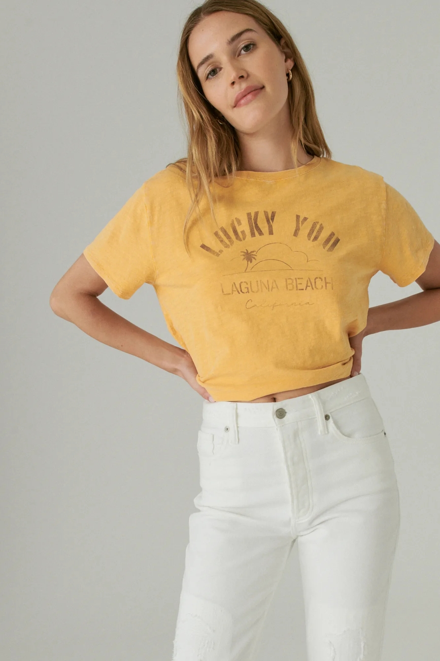 LUCKY YOU STENCIL CROP TEE, image 2