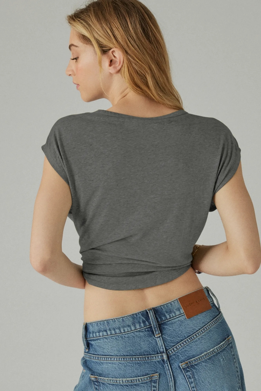 SHORT SLEEVE NOTCH DOLMAN TEE, image 2
