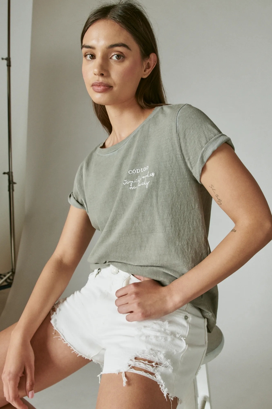 CODIGO 1530 X LUCKY BRAND EMBROIDERED CLASSIC CREW TEE, image 1