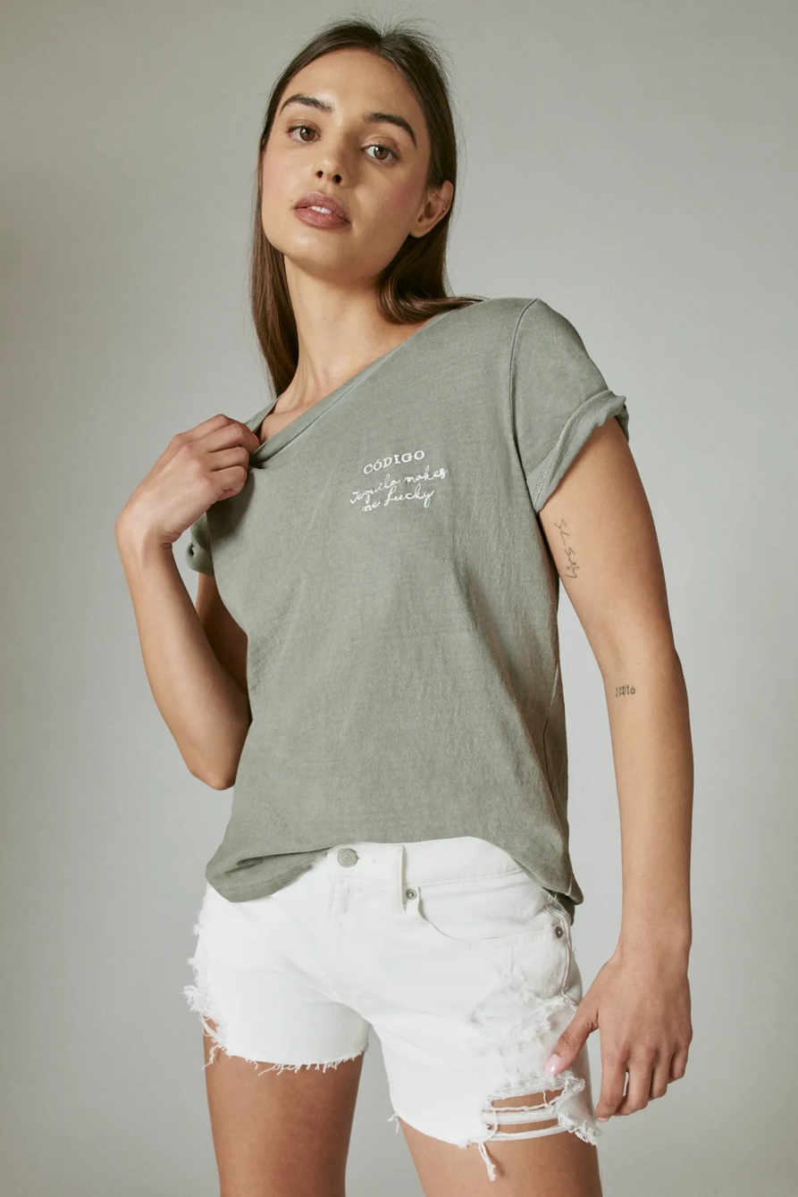 CODIGO 1530 X LUCKY BRAND EMBROIDERED CLASSIC CREW TEE, image 2