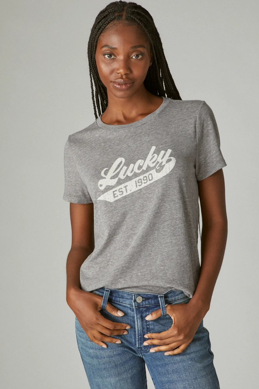 LUCKY SCRIPT CLASSIC CREW TEE, image 2