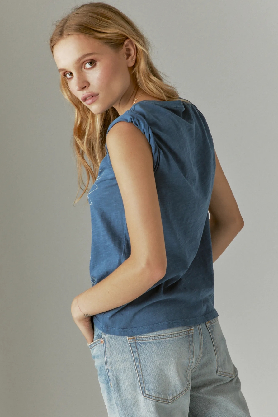 LUCKY LOTUS EMBROIDERED CLASSIC CREW TEE, image 3