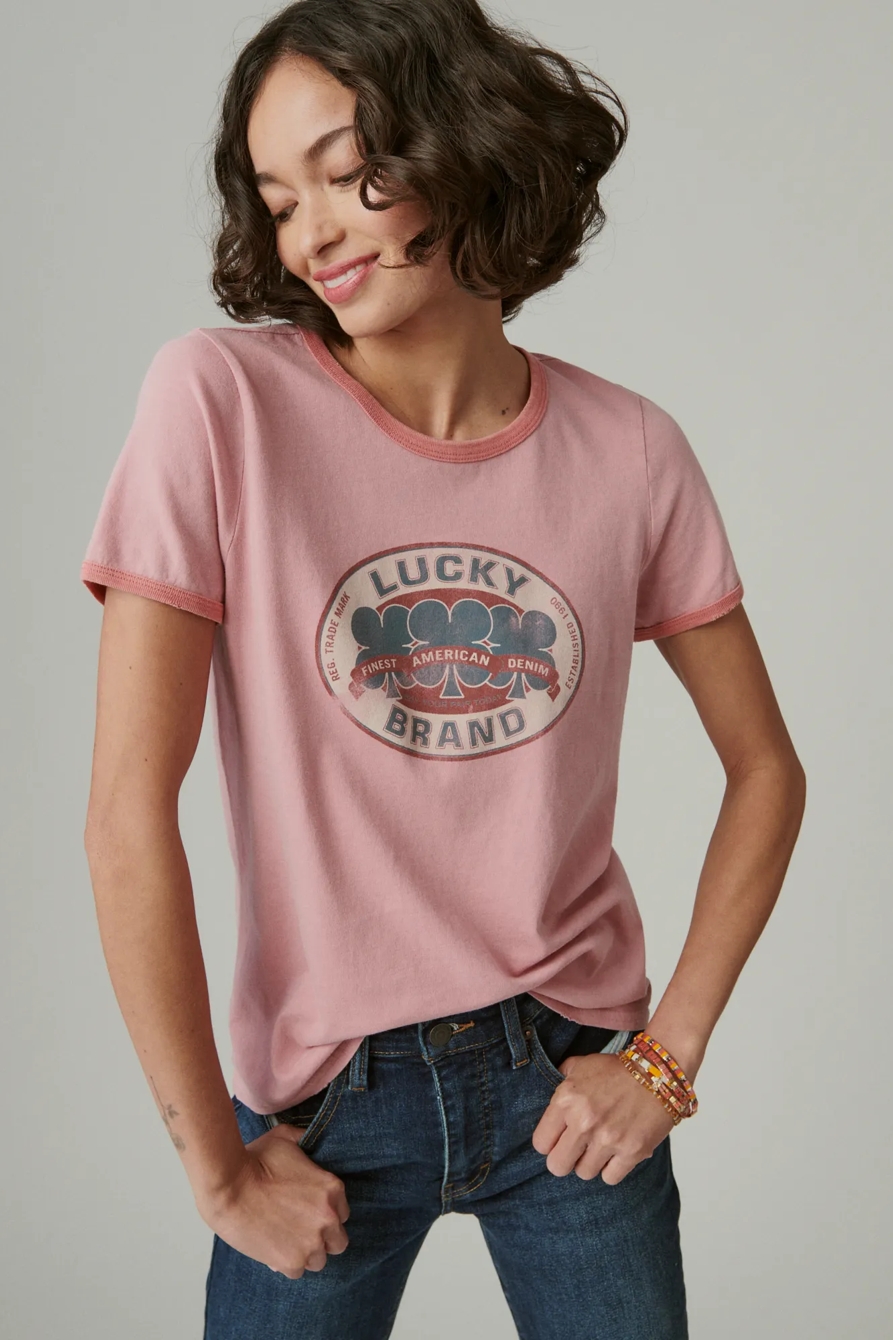 LUCKY THREE CLOVERS RINGER TEE, image 2