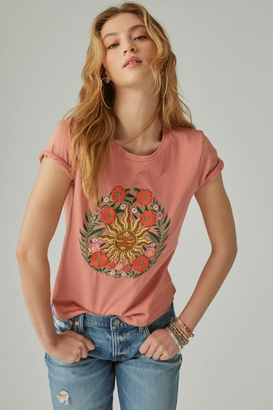EMBROIDERED SUN CLASSIC CREW TEE, image 2