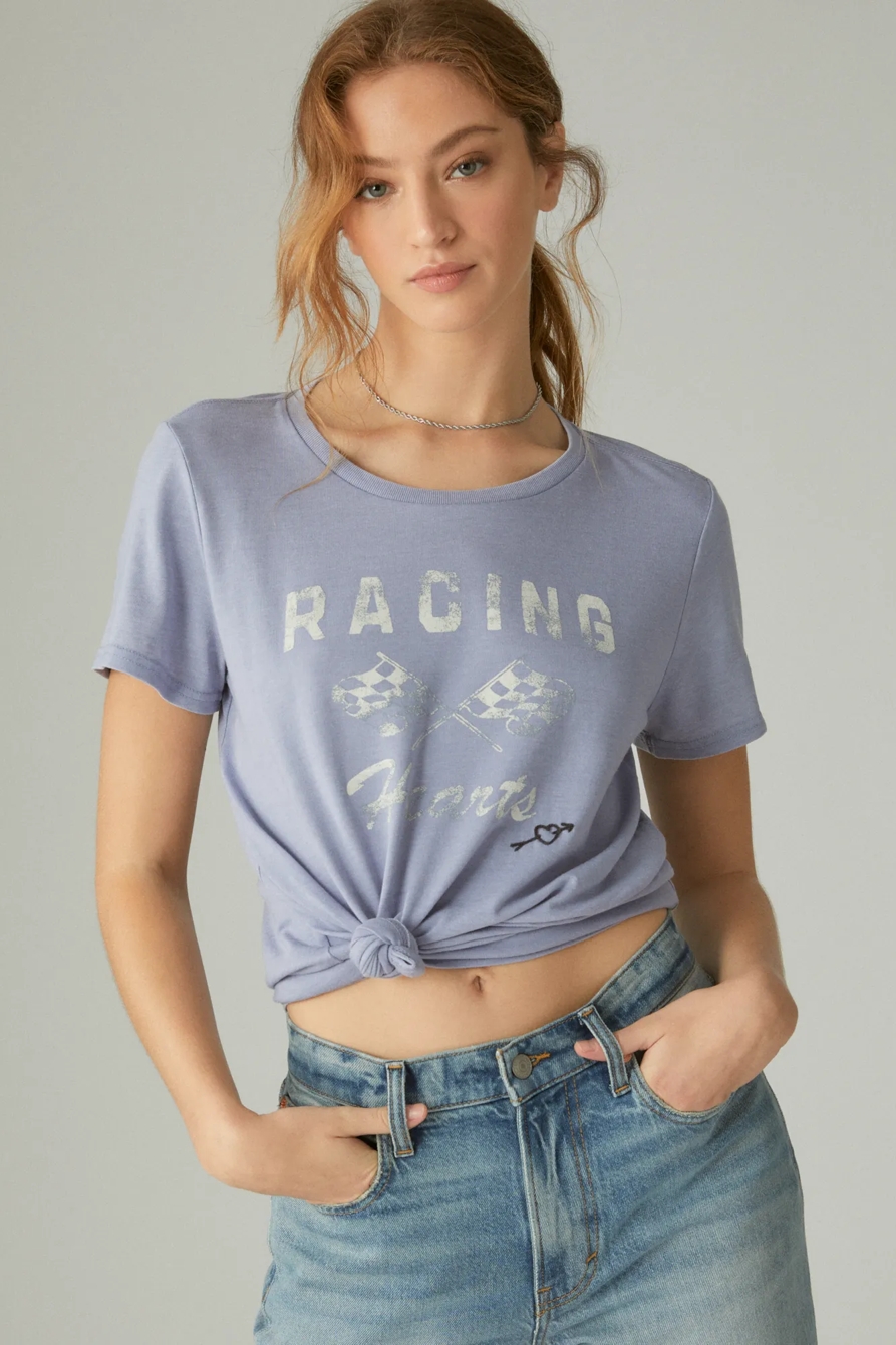 RACING HEARTS EMBROIDERED CLASSIC CREW TEE, image 2