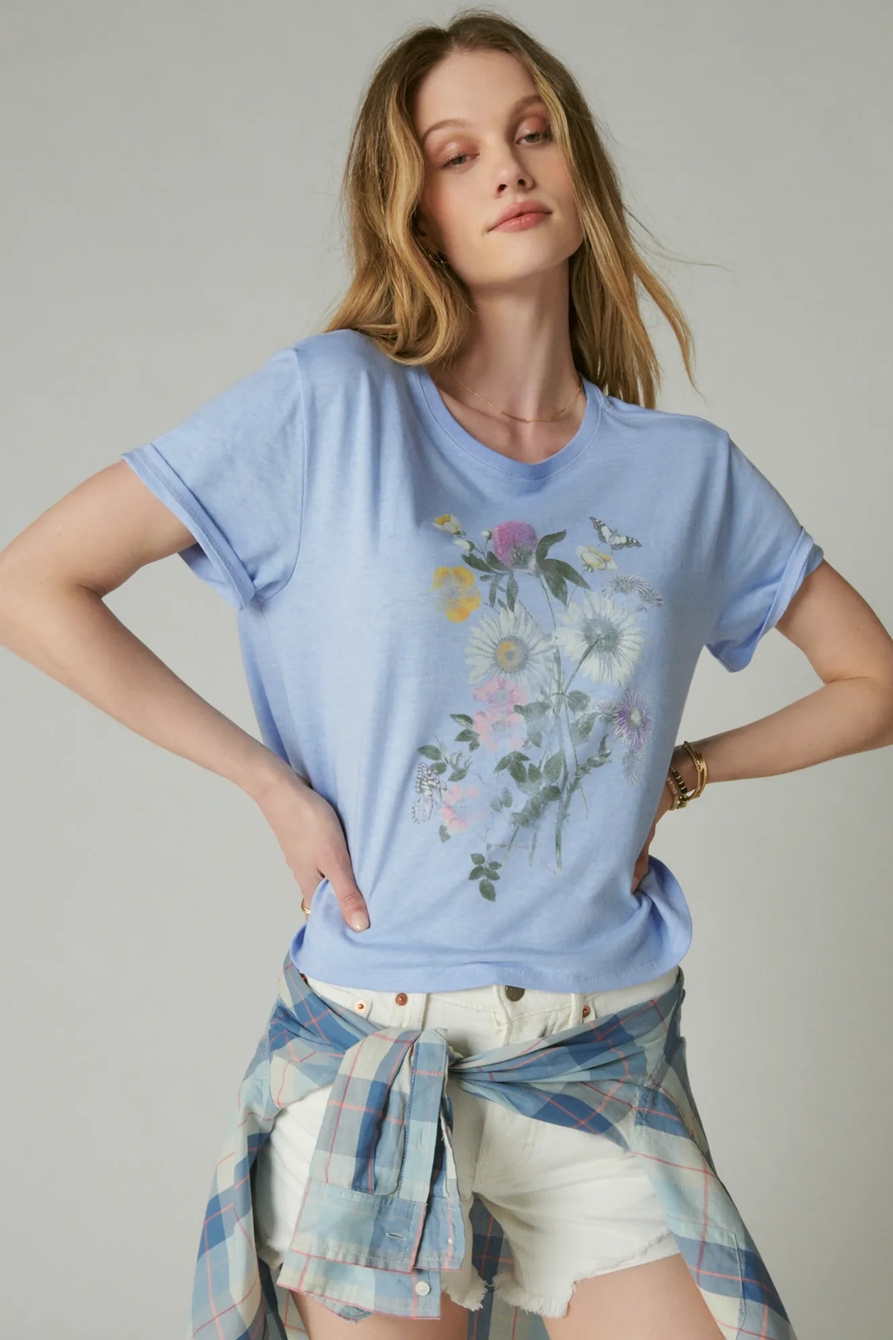 MONOTONE FLORAL CROP TEE, image 1