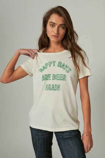 HAPPY DAYS ARE BEER AGAIN CREW TEE, image 1