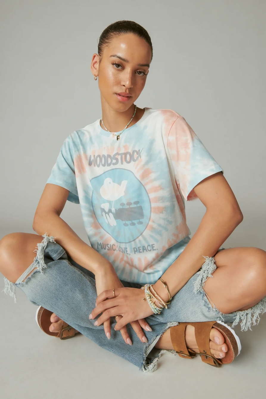 WOODSTOCK TIE DYE BOYFRIEND TEE, image 1
