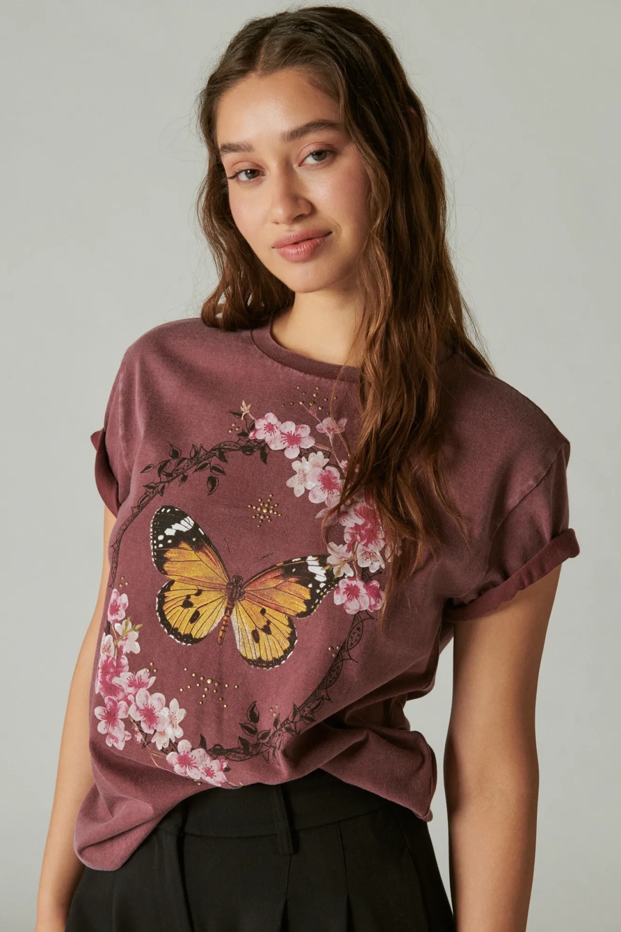 BUTTERFLY STUDS BOYFRIEND TEE, image 2