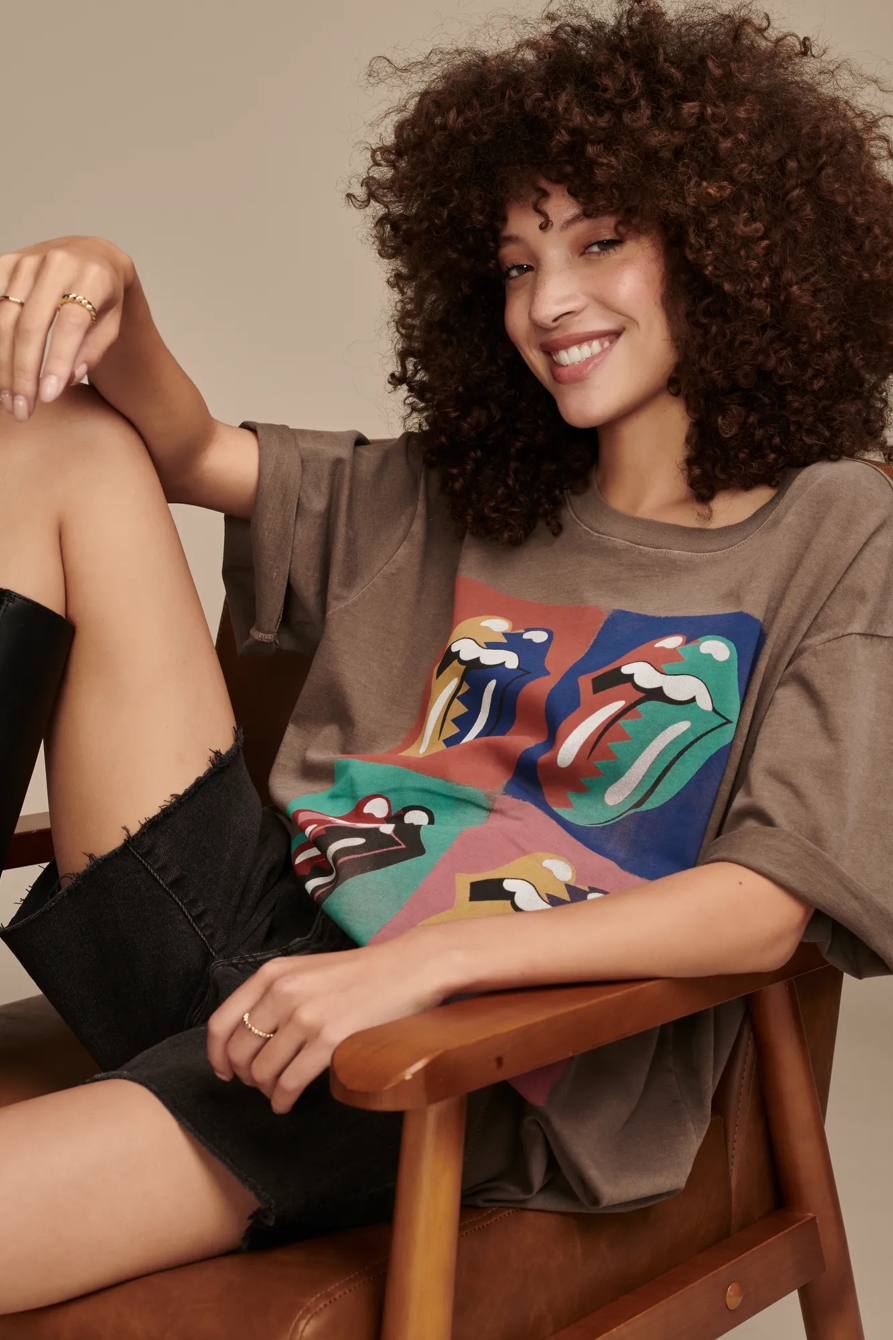 ROLLING STONES MULTI COLOR ICONS OVERSIZED TEE, image 2