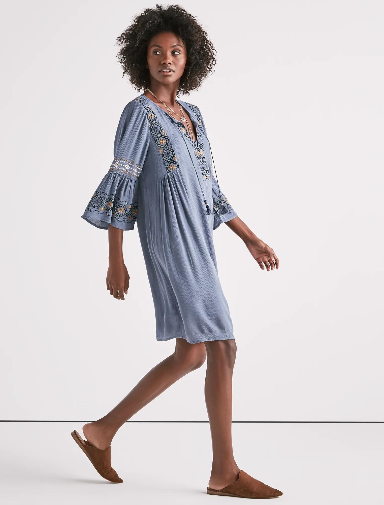 EMBROIDERED BELL SLEEVE DRESS, image 2