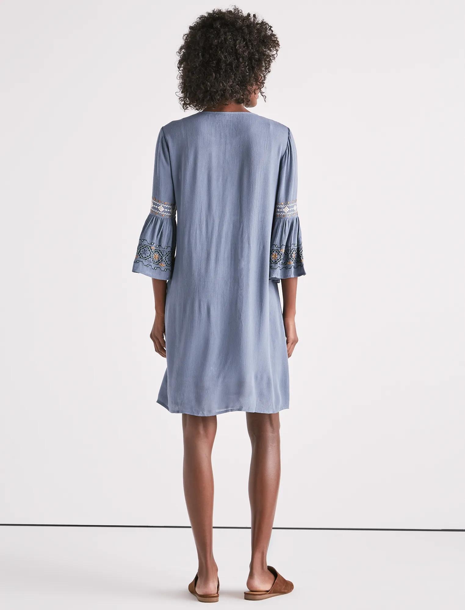 EMBROIDERED BELL SLEEVE DRESS, image 3