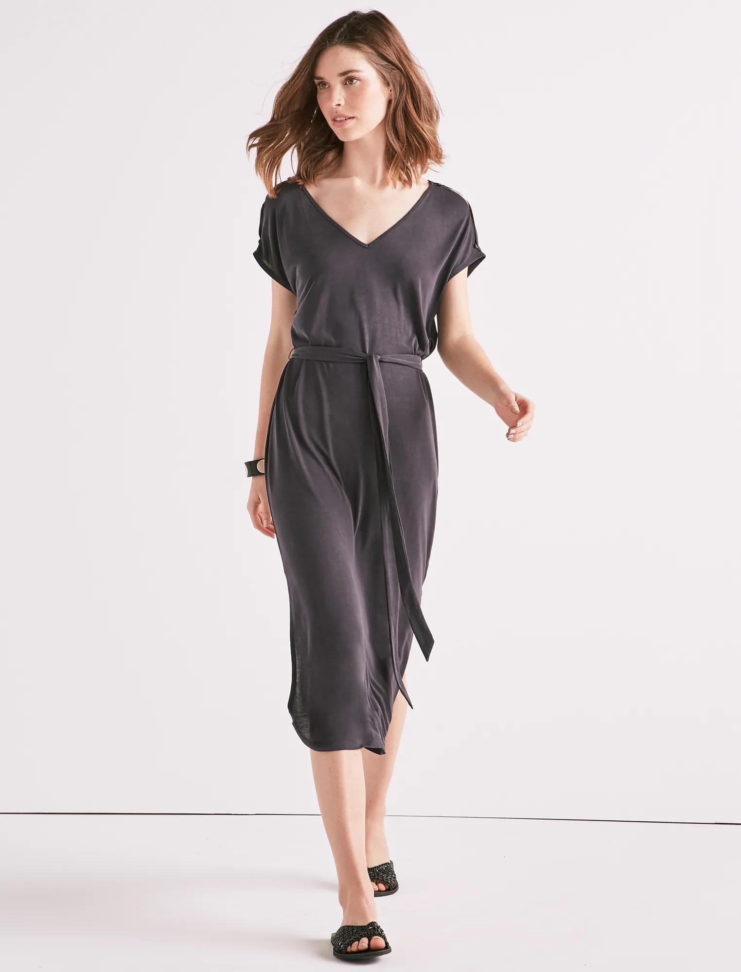 BUTTON SLEEVE KNIT DRESS, image 1