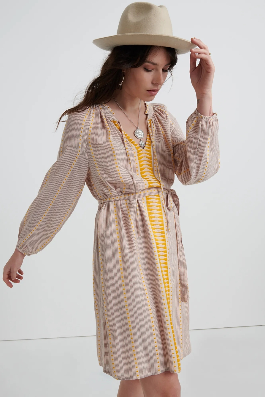 YARN DYED PEASANT DRESS, image 2