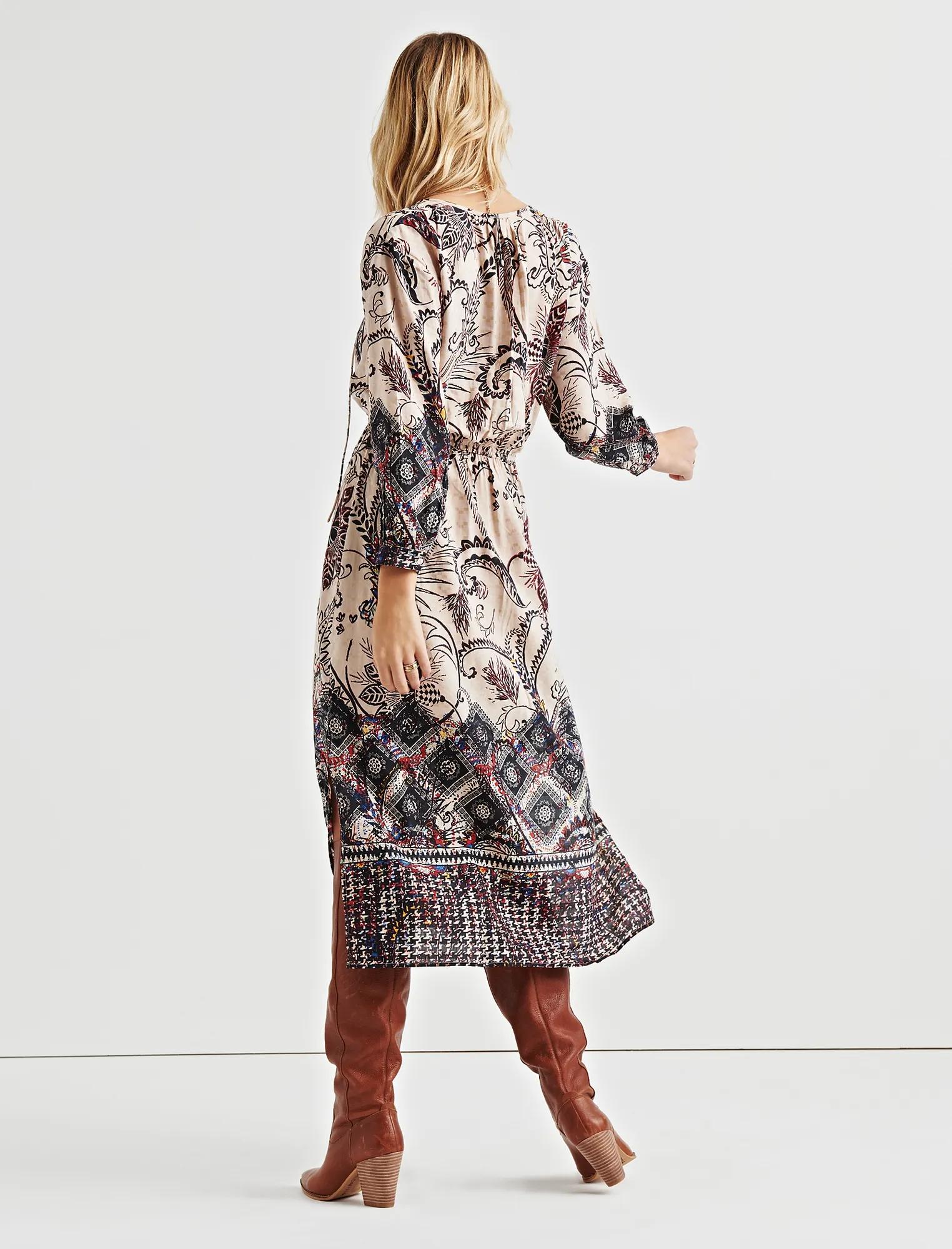 LISA BORDER PRINT DRESS, image 3