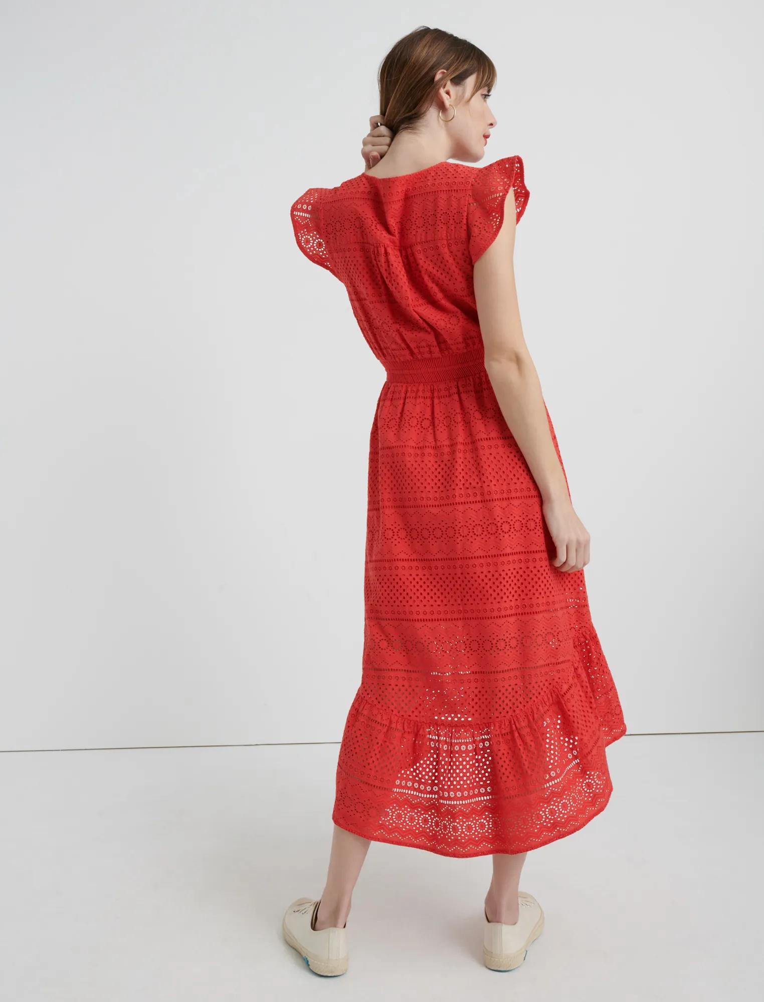 EYELET FLUTTER SLEEVE DRESS, image 3