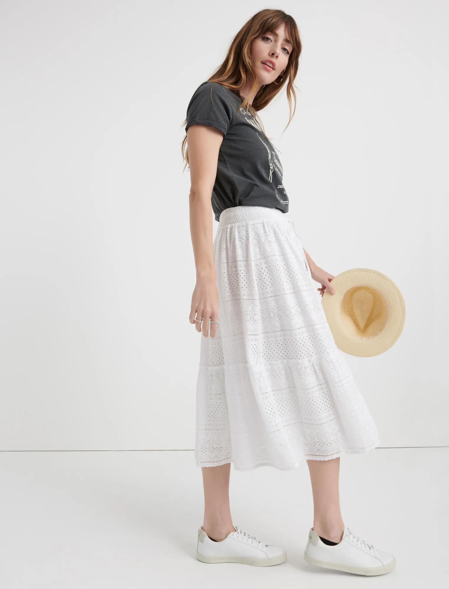 EYELET TIERED SKIRT, image 2