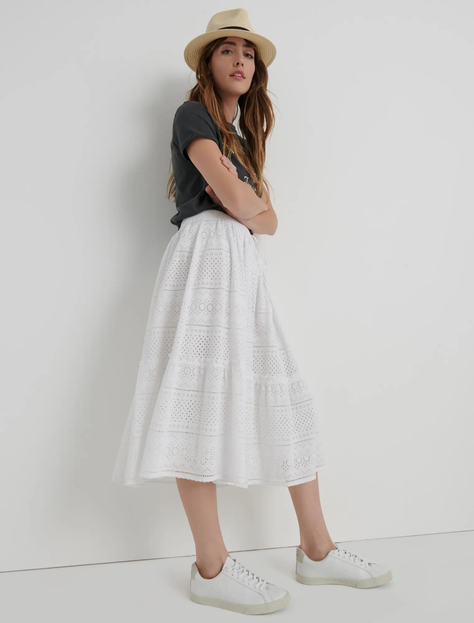 EYELET TIERED SKIRT, image 4