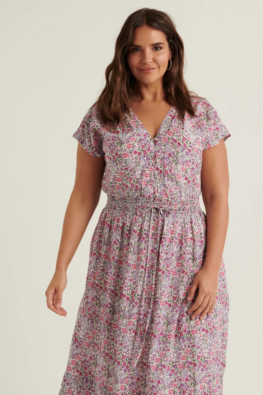 FLORAL VNECK MIDI DRESS, image 4