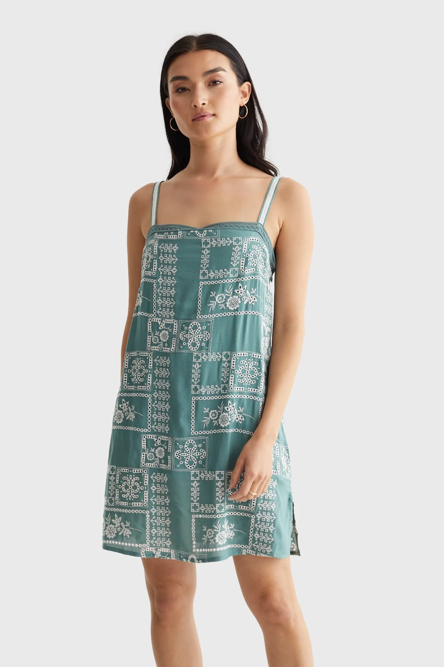 EMBROIDERED SQUARE NECK CAMI DRESS, image 2