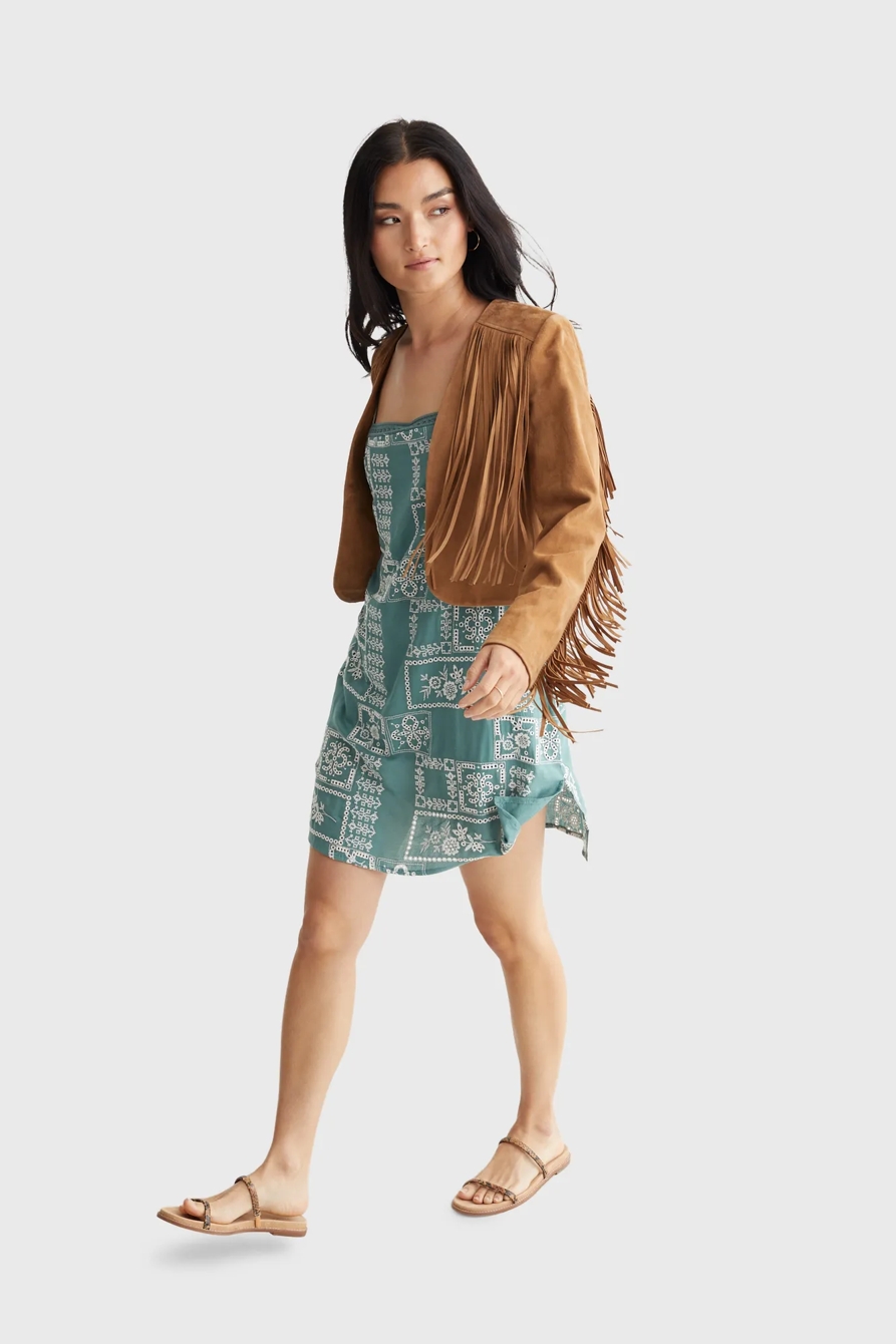 EMBROIDERED SQUARE NECK CAMI DRESS, image 6