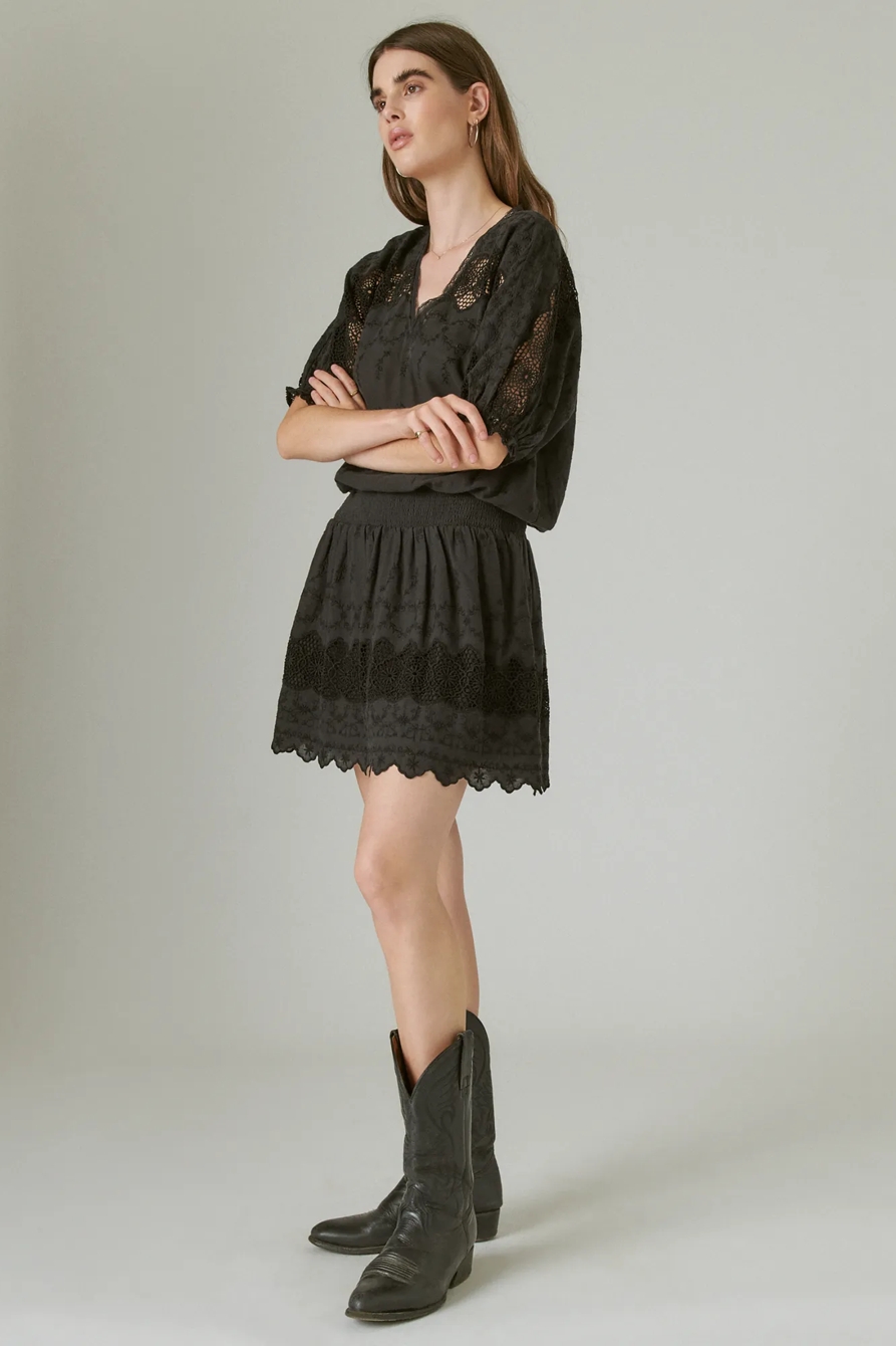 EYELET DROP WAIST MINI DRESS, image 2